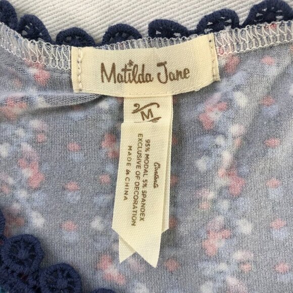 Matilda Jane Beyond the Horizon Tank Top Shirt Medium Blue Floral Racerback - Picture 3 of 10